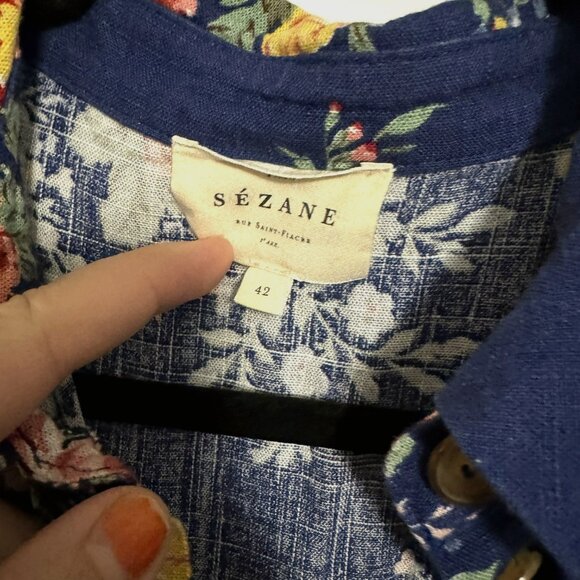 Sezane JOAN JUMPSUIT Blue Floral Size 42 10 - Picture 2 of 3
